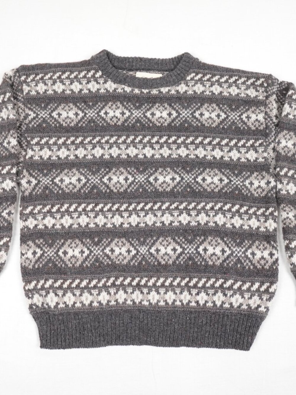 Vintage 90s Eddie Bauer Wool Blend Knit Sweater Men's Medium Geometric Pattern M
